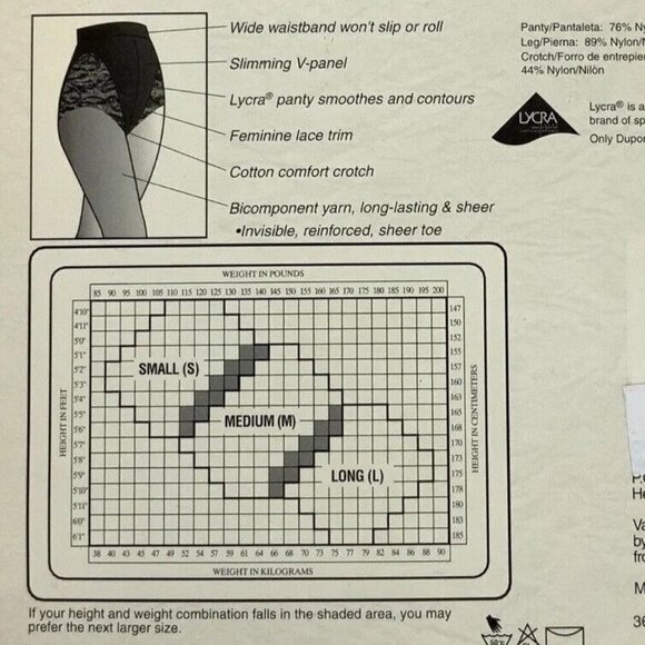 Vassarette Pantyhose Lacy Panty Shaper Medium Ivory Silky Sheer Tummy Control - Picture 3 of 3